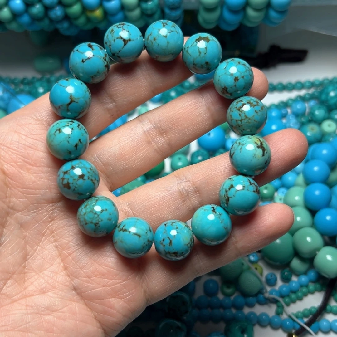卡14+绿蓝大花珠子手串