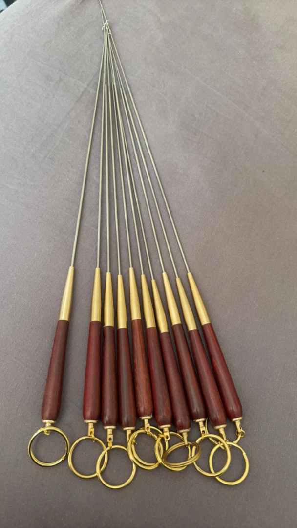 2025款不锈钢钢丝檀木/虎皮木手柄黄鳝钩手工360℃旋转防脱鳝鱼钩