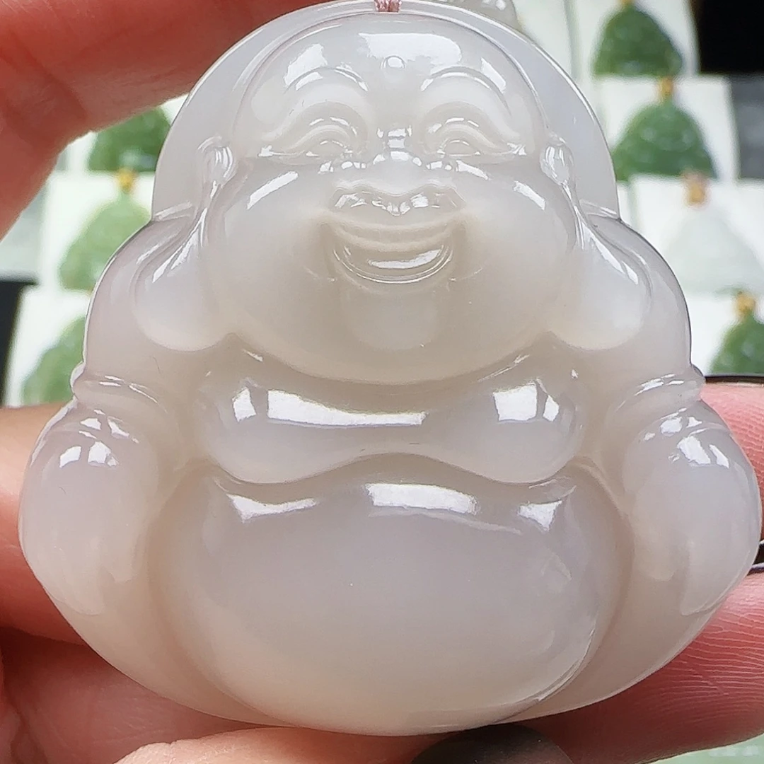 和田玉足金镶嵌吊坠(赠链)