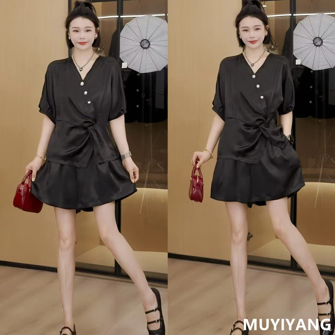 【漫墨】独特超好看斜边扣不对称高定版两件套装 衣长60 25-334#