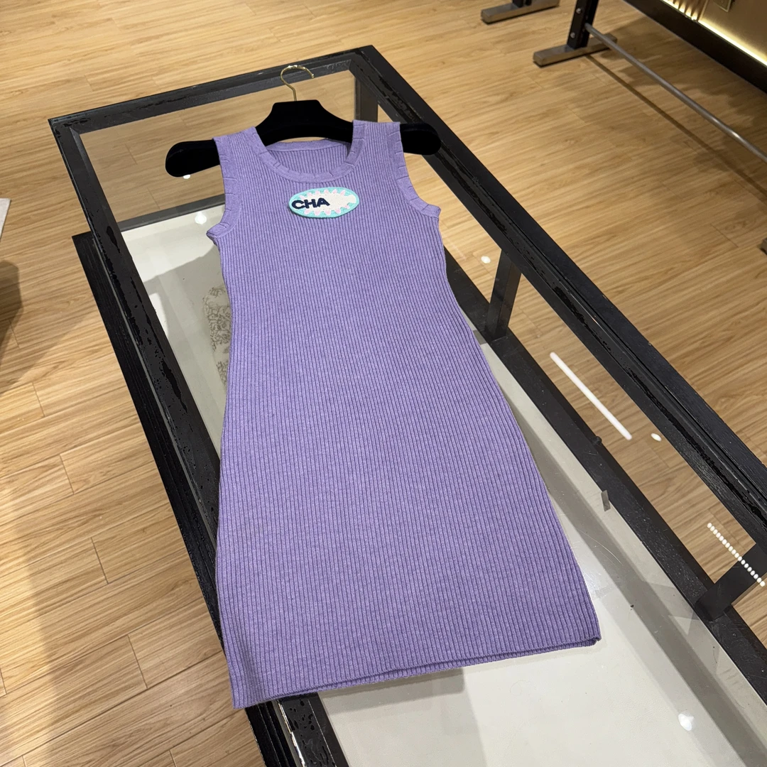 【编号114】【紫色连衣裙】春夏新款针织连衣裙-6519