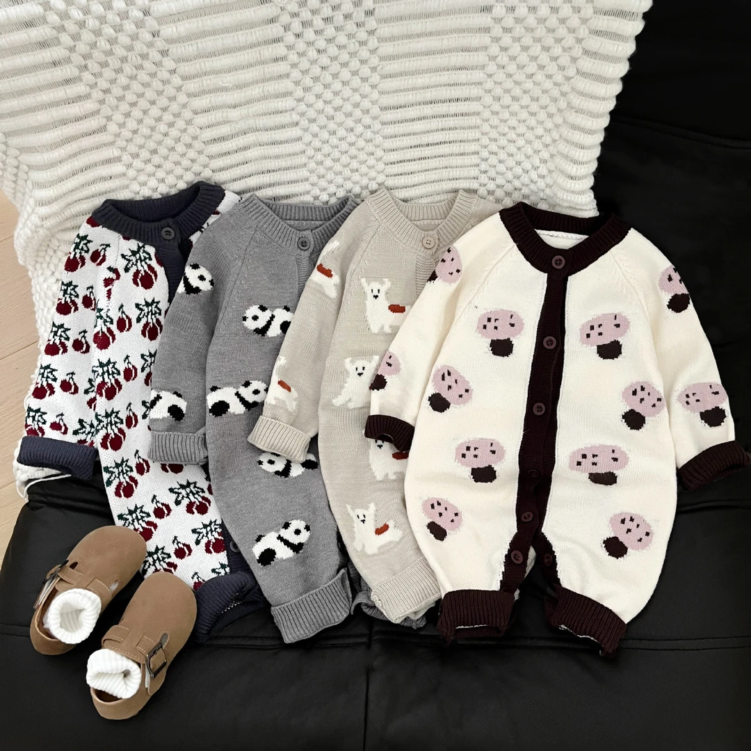 婴儿衣服春秋超萌针织连体衣宝宝秋装可爱爬服婴小月龄秋季外出服