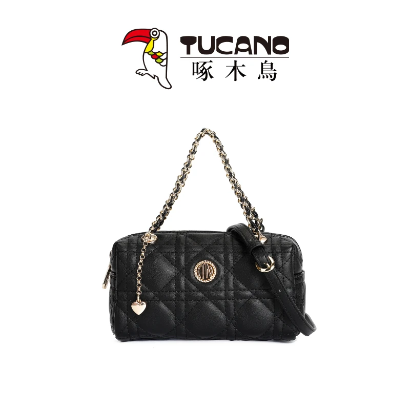 啄木鸟女包2025新款斜挎包真皮牛皮菱格小香手提包轻奢软皮手机包