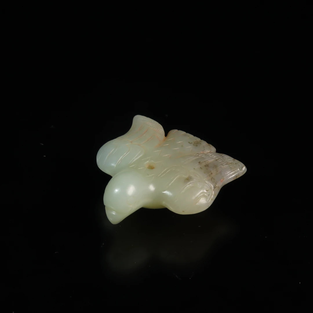 民国中穿孔汉玄鸟挂件/MZ054602/和田玉/民族文物