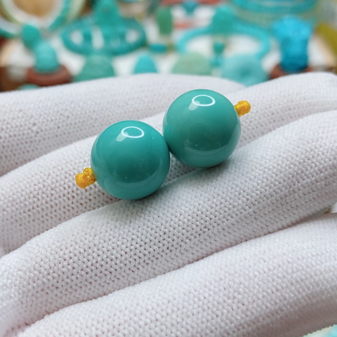 绿松石未镶嵌对珠13.5m