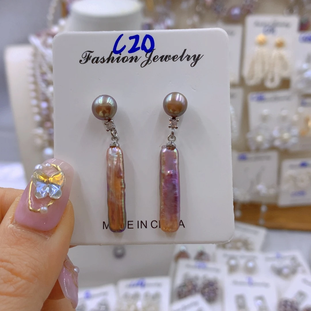 淡水珍珠耳饰银S925镶嵌