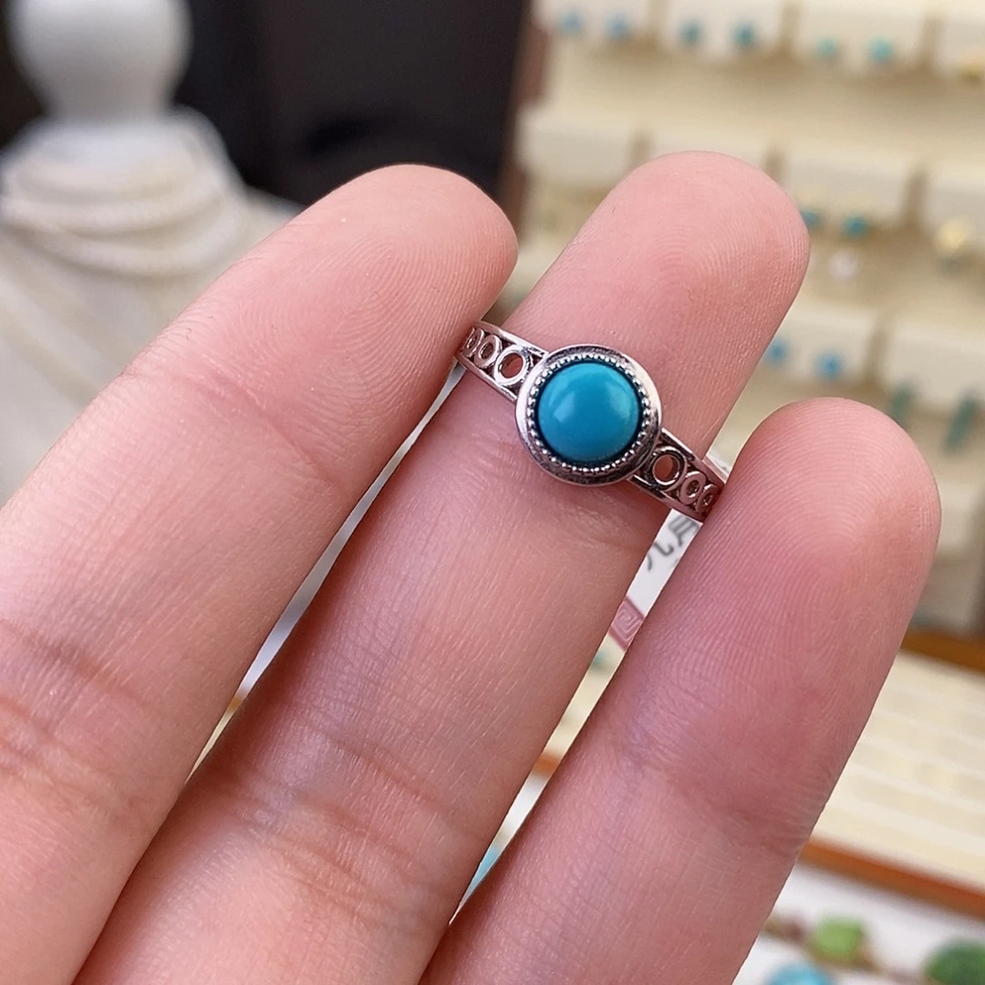 绿松石戒指银S925镶嵌