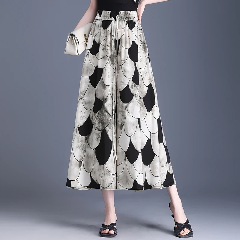 【可以穿170斤】垂感高腰松紧腰薄款裙裤宽松大码阔腿裤大摆休闲裤