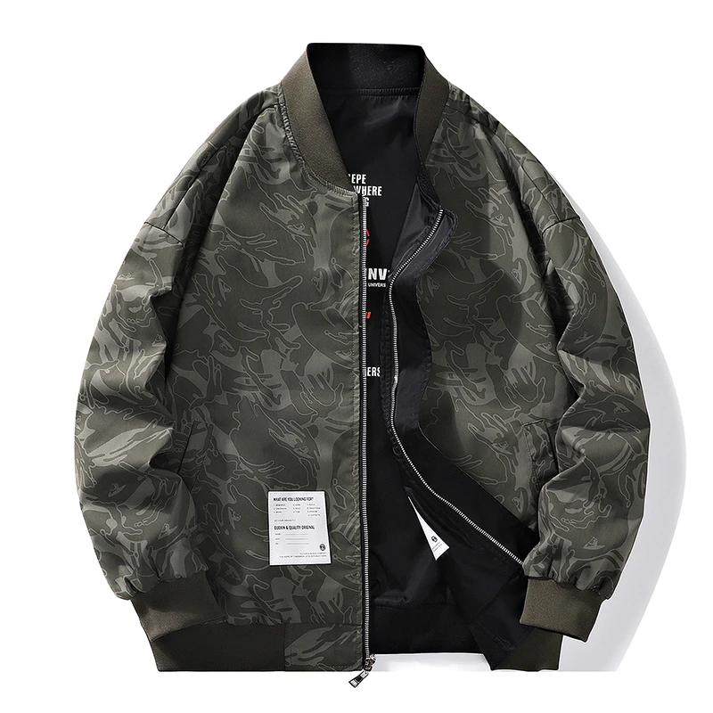 双面穿飞行员夹克男秋季潮牌宽松帅气外套休闲潮流百搭棒球服