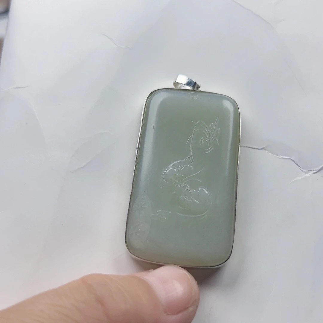 和田玉银S925镶嵌颈饰