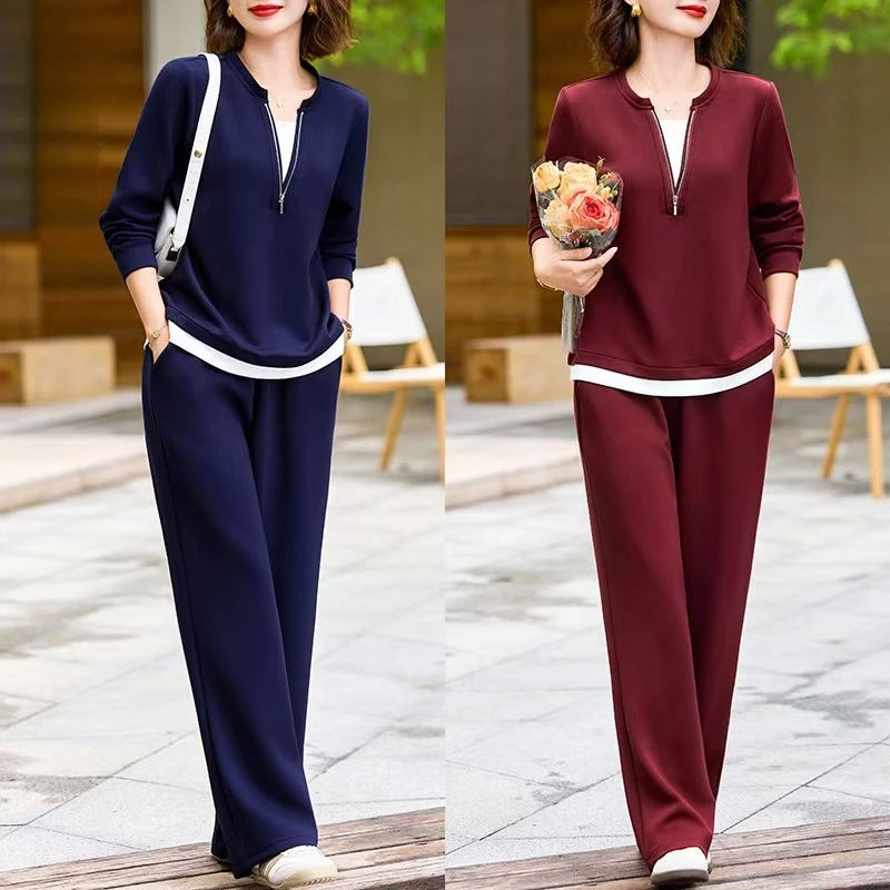 【直播间同款】2025新款妈妈秋装运动套装洋气春秋款外套休闲两件套