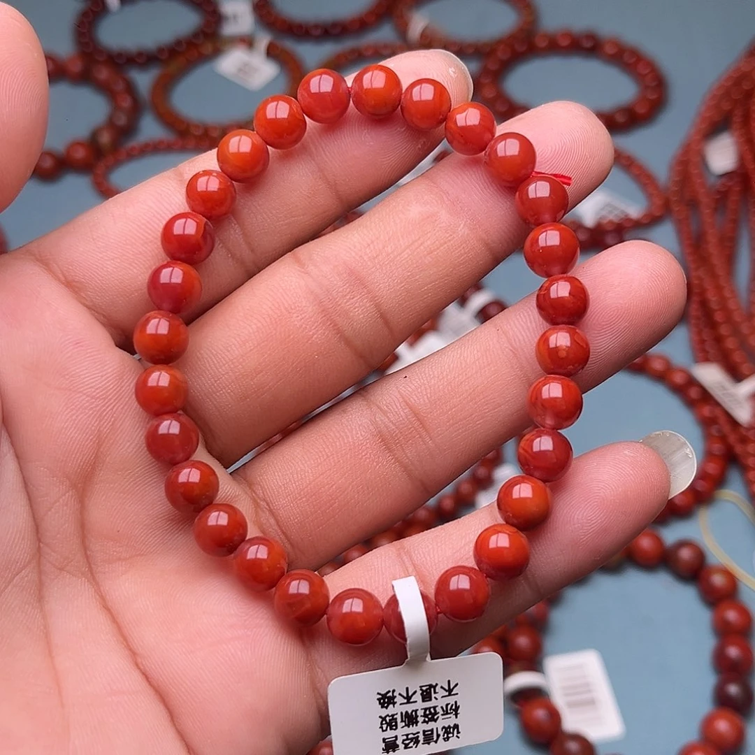 南红玛瑙未镶嵌手链玫锦红卡7十