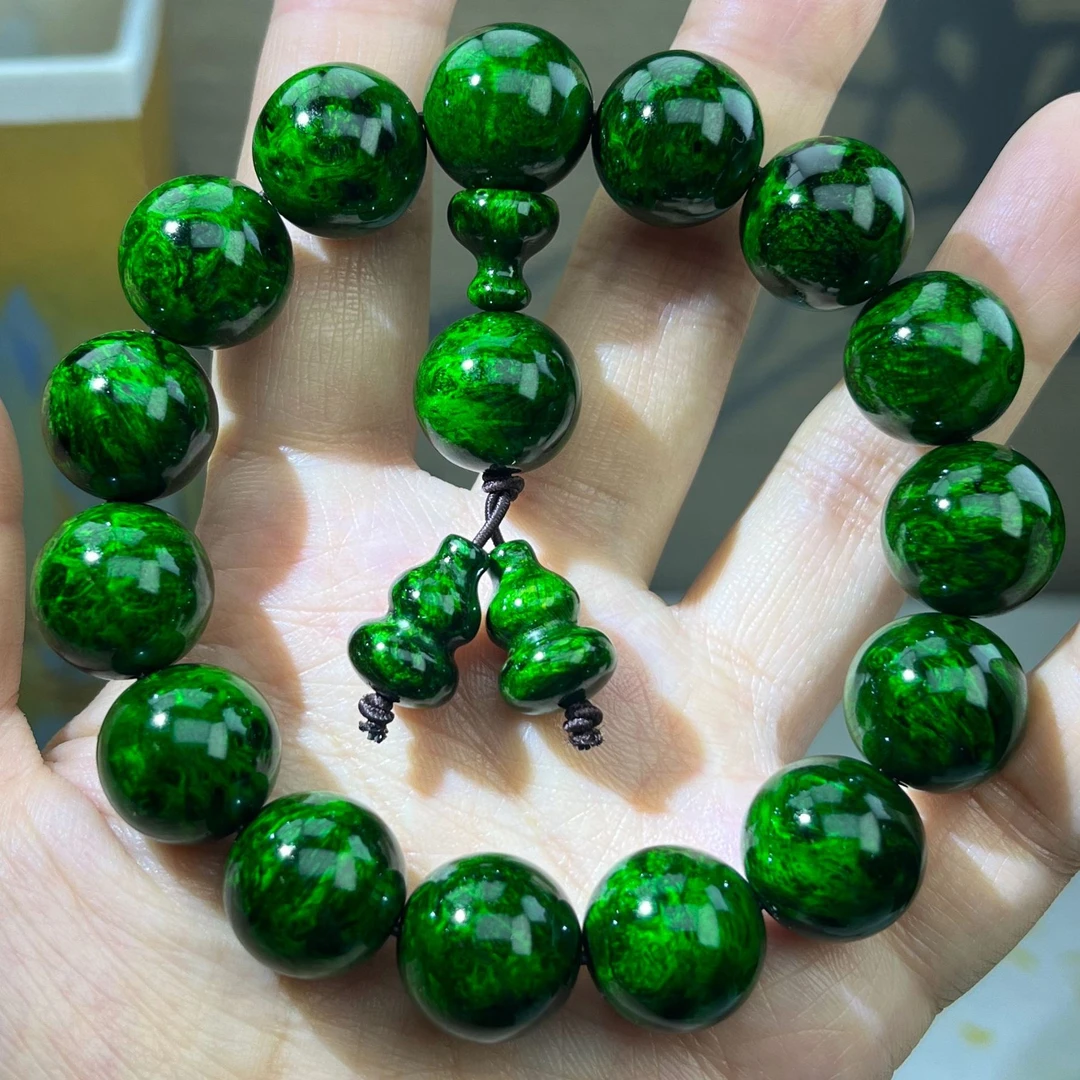 1.5雷击水墨丹青瘤疤琥珀木手串设计宝藏文创A