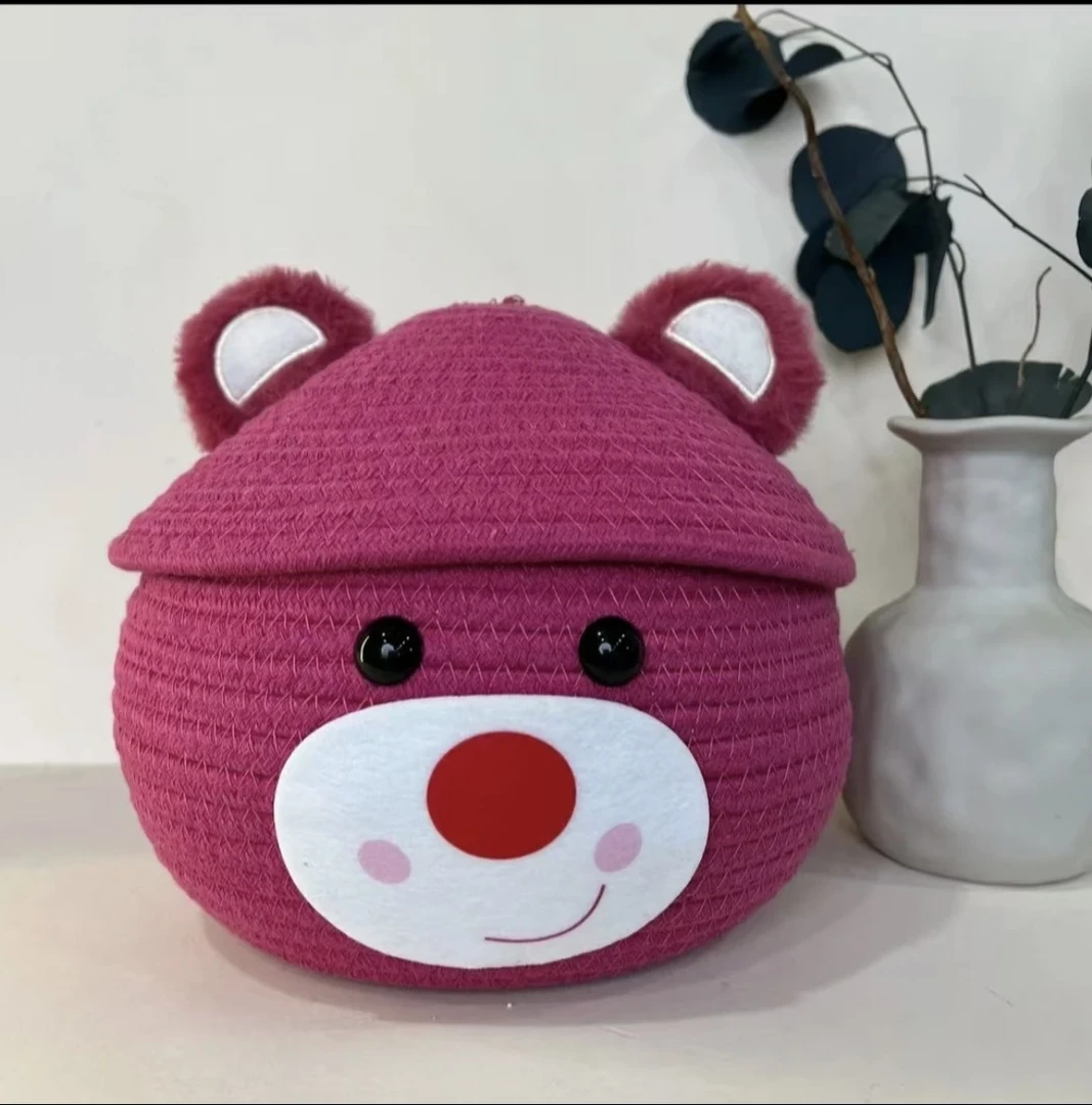 棉编布草莓熊卡通桌面收纳客厅文具遥控器收纳零食创意收纳整理