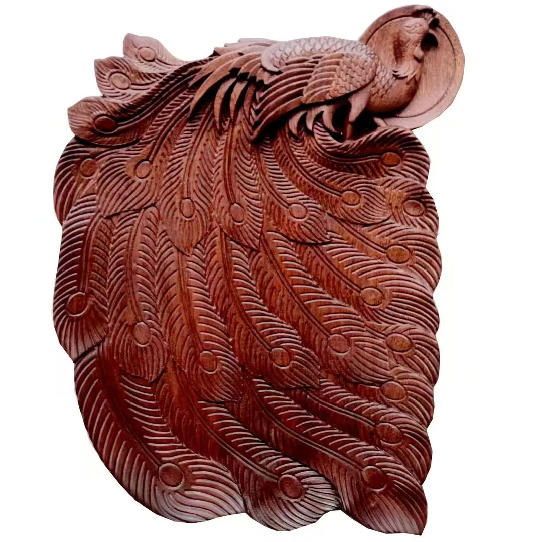 大号干果零食盘实整木雕刻孔雀开屏大容量瓜子坚水果零食干泡茶盘