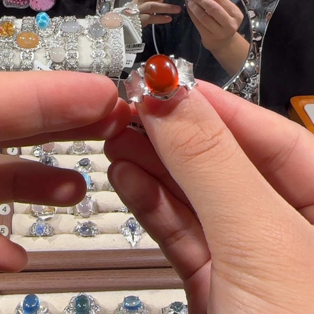 烟晶银S925镶嵌戒指