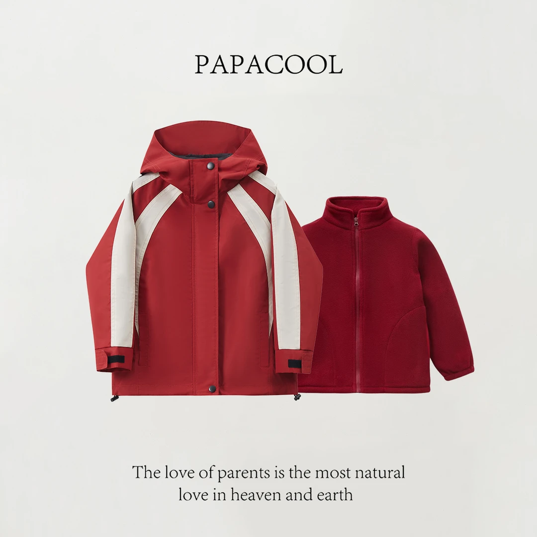 【春款提前购】儿童宝宝男女童拼接撞色纯色三防冲锋衣外套+摇粒绒
