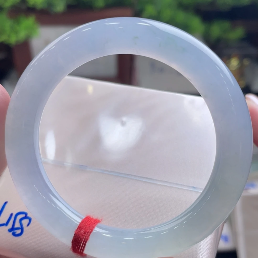 翡翠未镶嵌手镯51.6淡紫莫奈油画