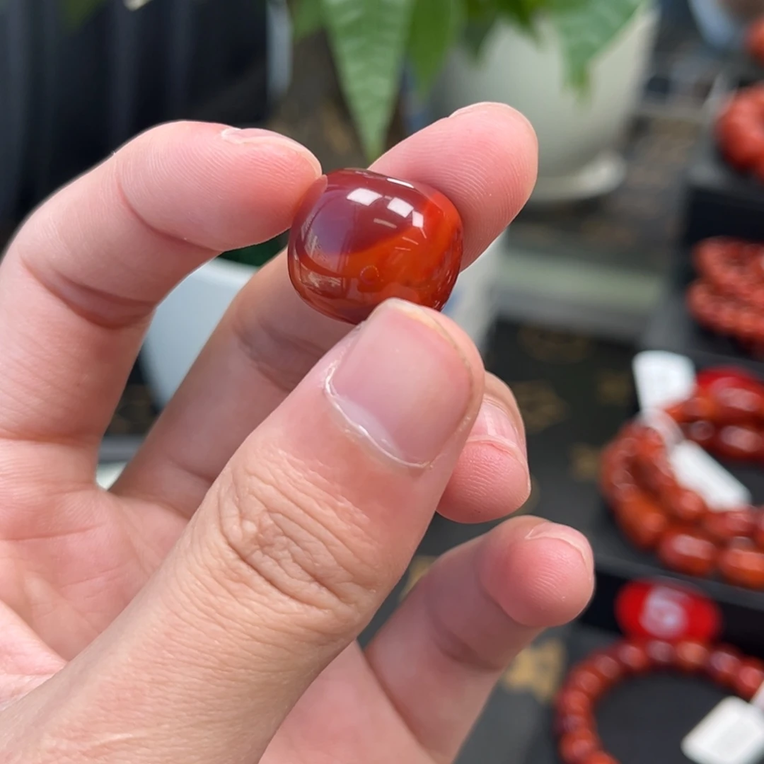 南红玛瑙未镶嵌手链川料瓦西双色老型单珠18+