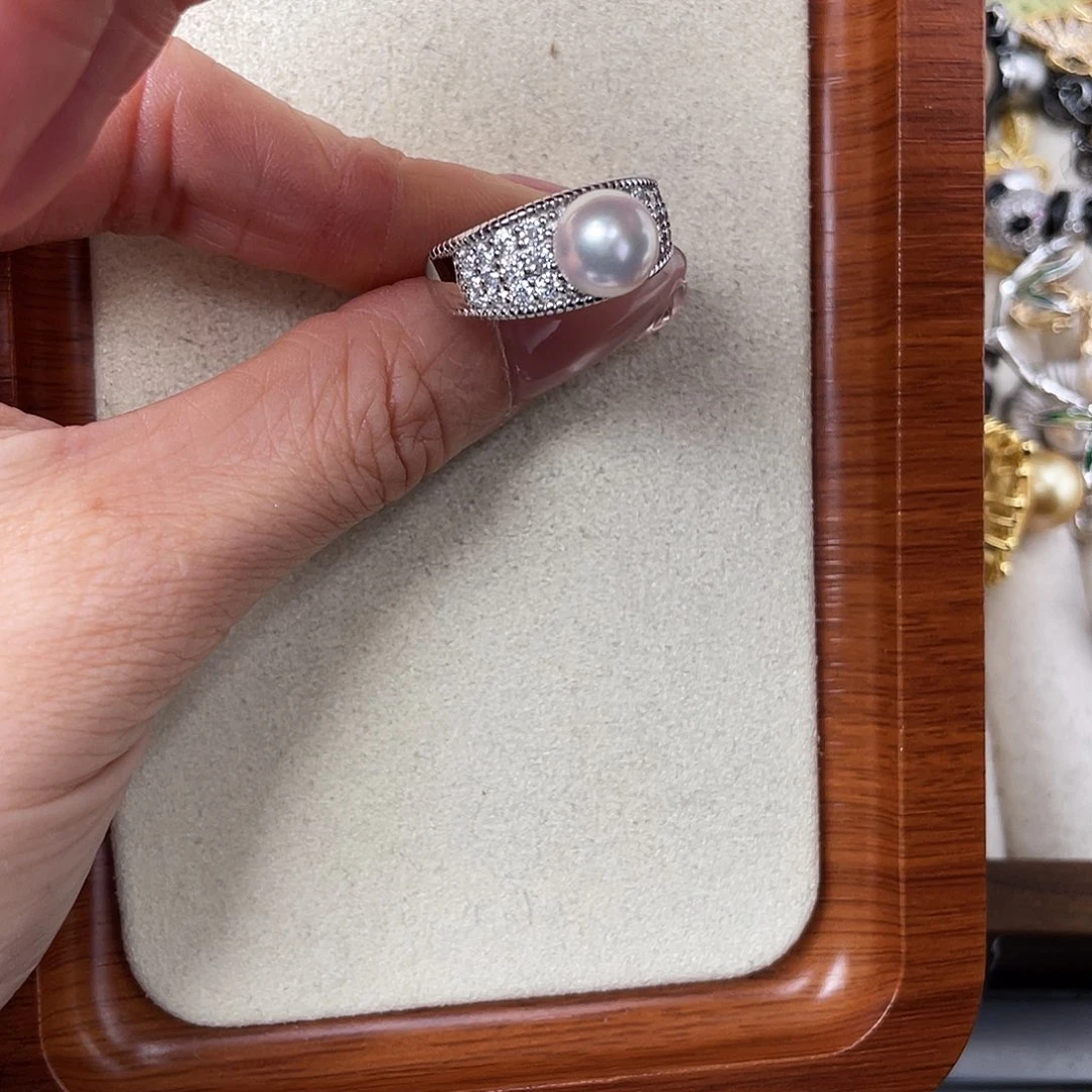 海水珍珠戒指银S925镶嵌