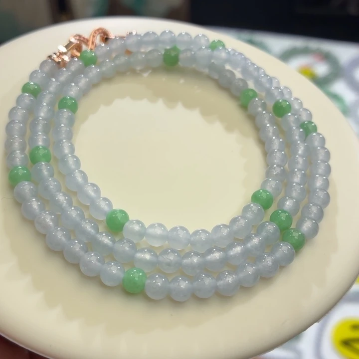 翡翠未镶嵌手链冰紫双彩卡5
