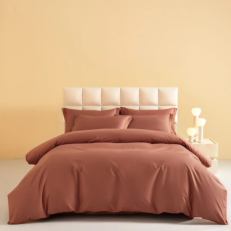 60支铂金全丝光新疆长绒棉全棉四件套轻奢简约纯色床单床笠