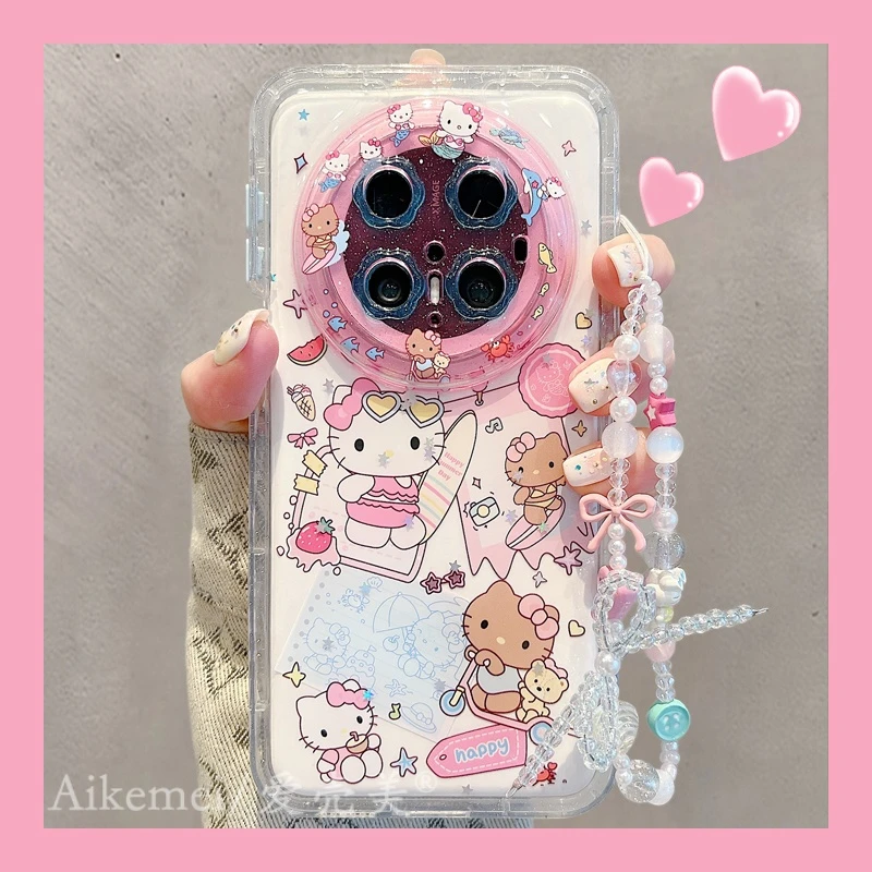 适用华为mate70pro+手机壳少女心卡通mate60pro滑板车冲浪Kitty猫
