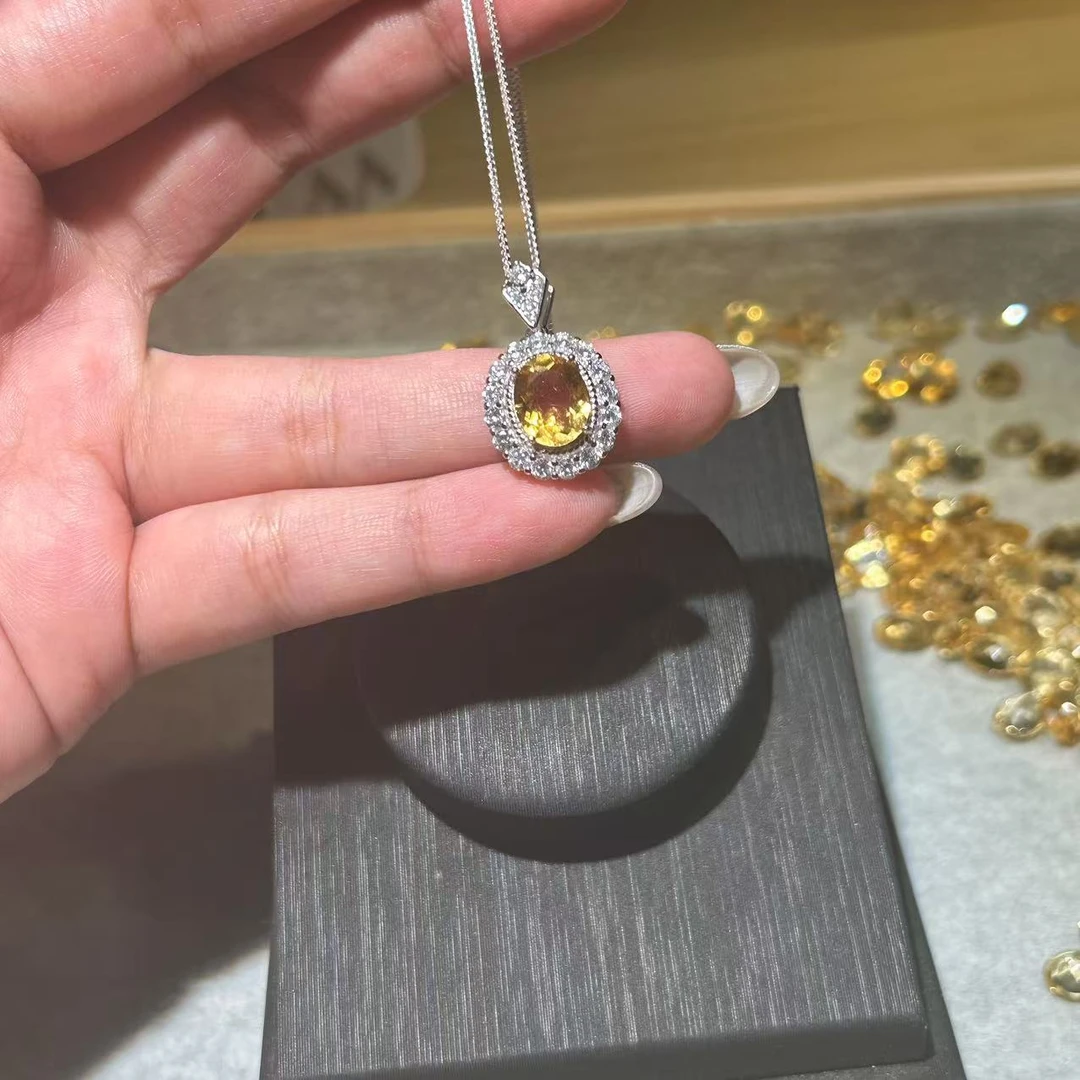 S925银巴西黄水晶吊坠（非全净体！微瑕）