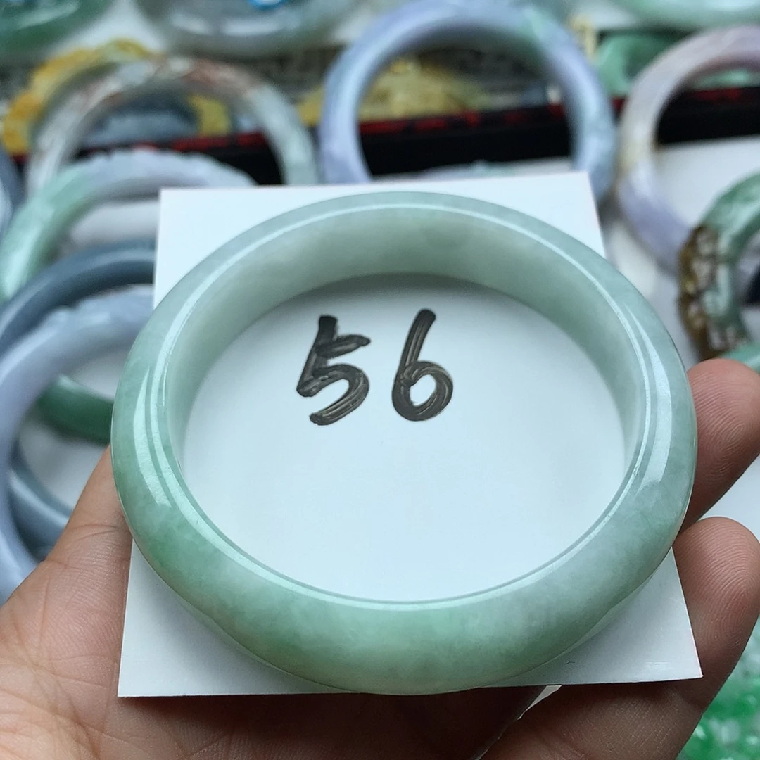 翡翠未镶嵌手镯复古风格56.6