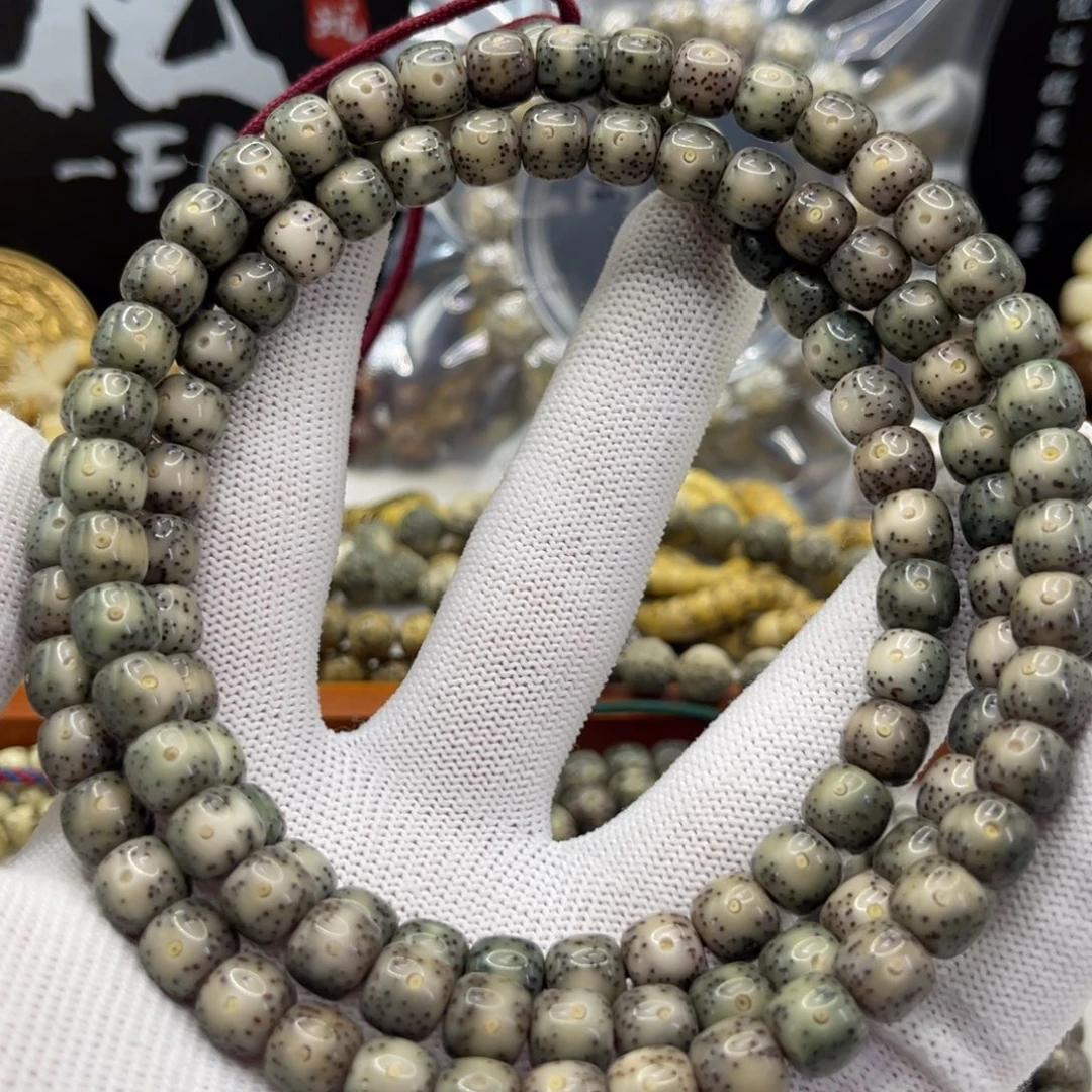 手串星月菩提25石玉糯冰油料8×7同枝正月精抛长串