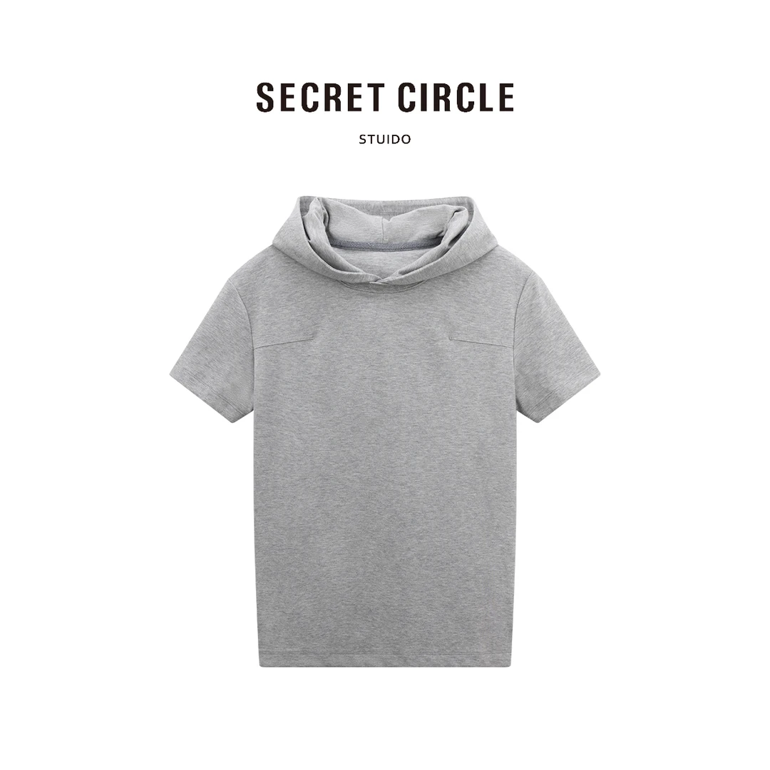 SECRET CIRCLE·秘社 时尚设计感纯色简约连帽短袖T恤10344