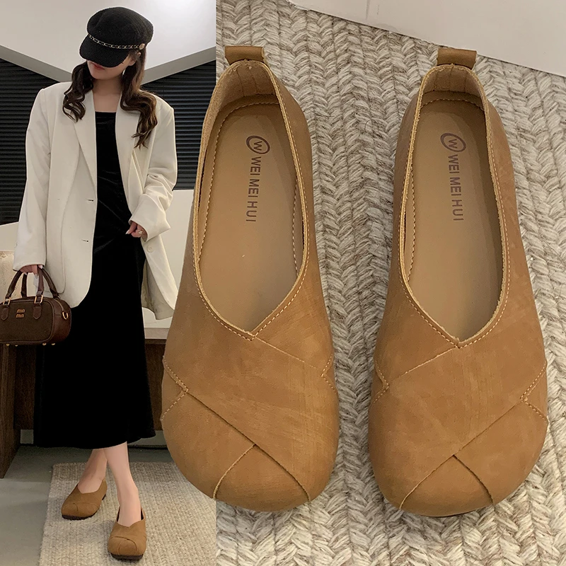平底单鞋女鞋2025春季新款软底奶奶鞋一脚蹬豆豆鞋温柔玛丽珍瓢鞋