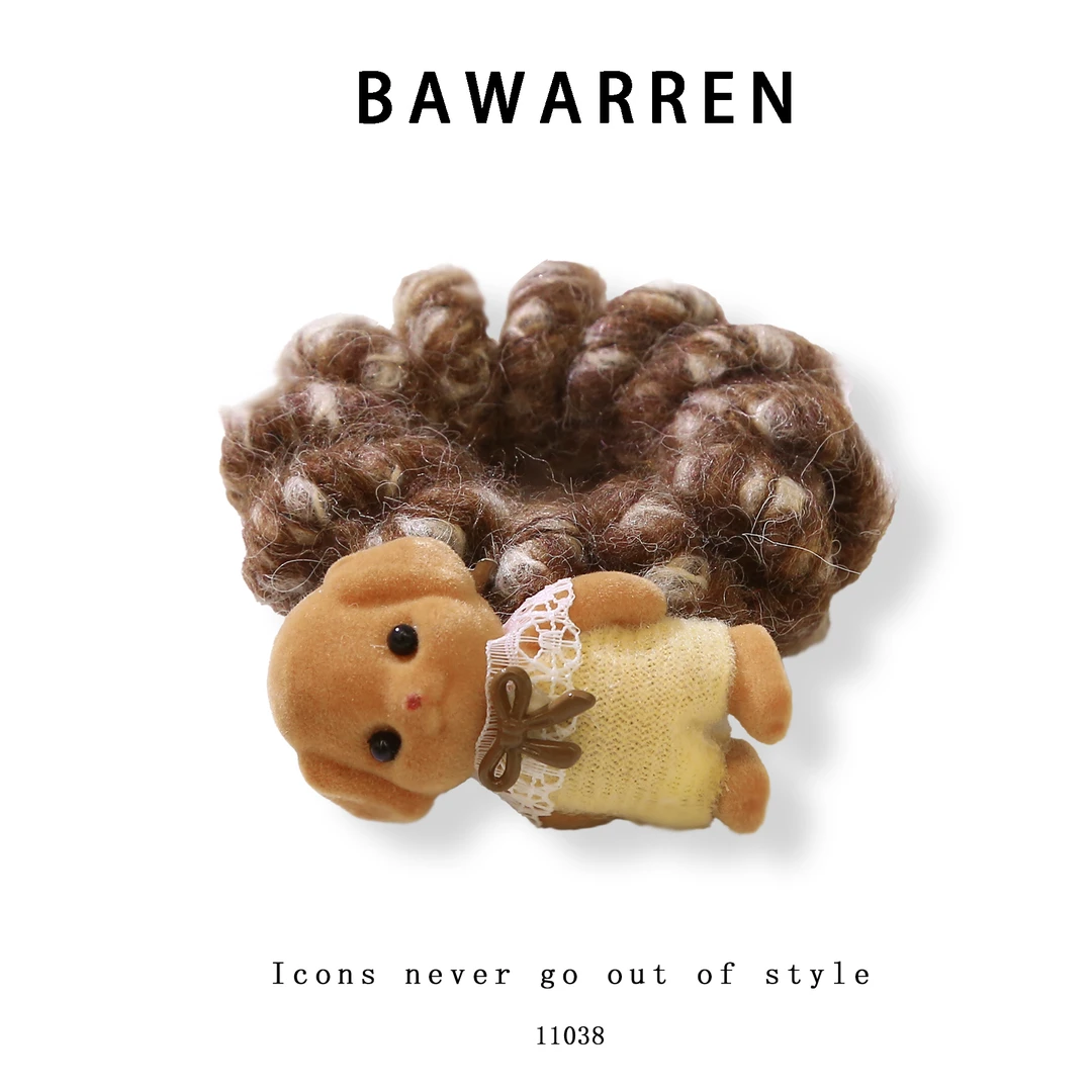 Bawarren11038-棕小熊气质轻奢可爱发饰皮筋发圈发绳