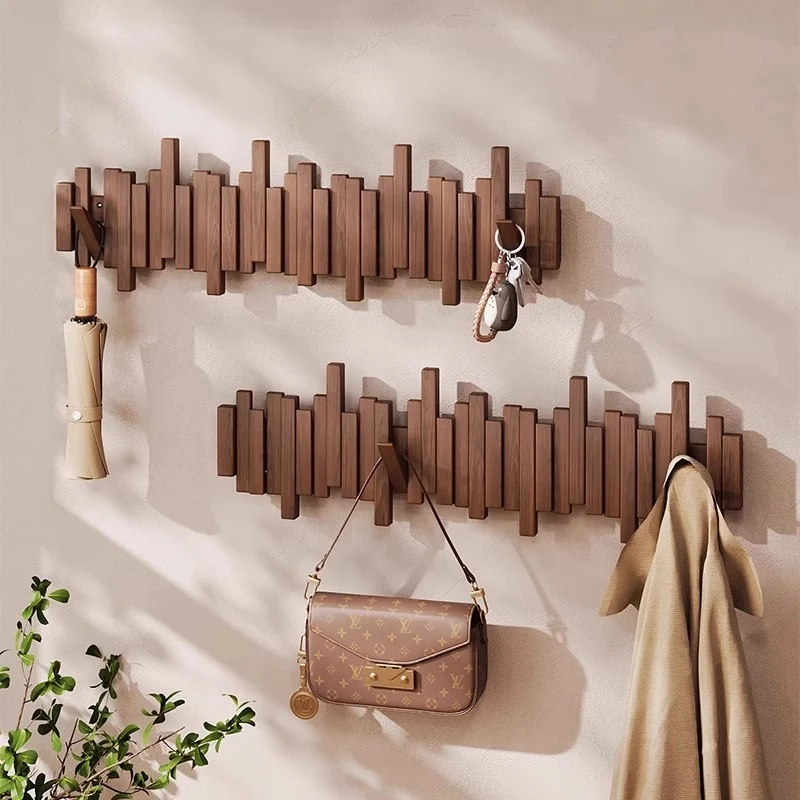 黑胡桃色钢琴键挂衣架墙上壁挂玄关挂衣钩进门口入户衣服衣帽挂钩