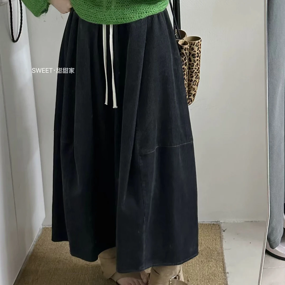 复古百搭文艺显瘦阔腿九分月亮裤