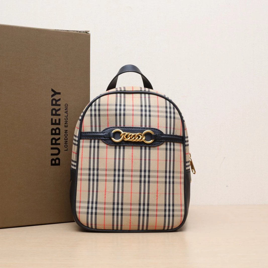 95新 BURBERRY/博柏利 【娇活动】巴宝莉格子 帆布双肩包 582165