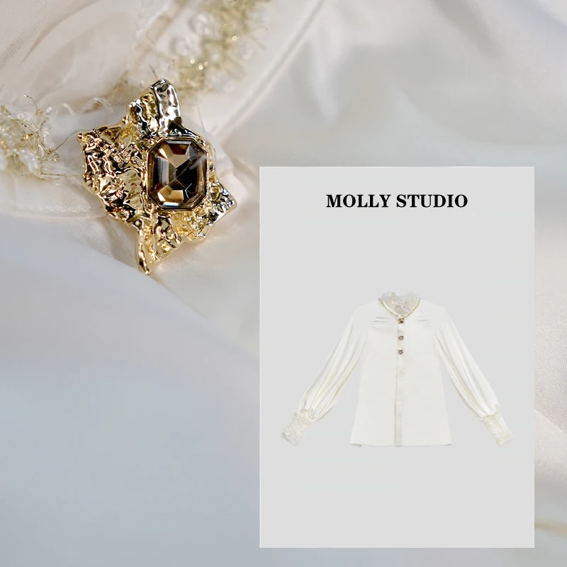 【淡雅佳人】Molly 质显瘦轻奢重工洋气优雅衬衫上衣 M2530337