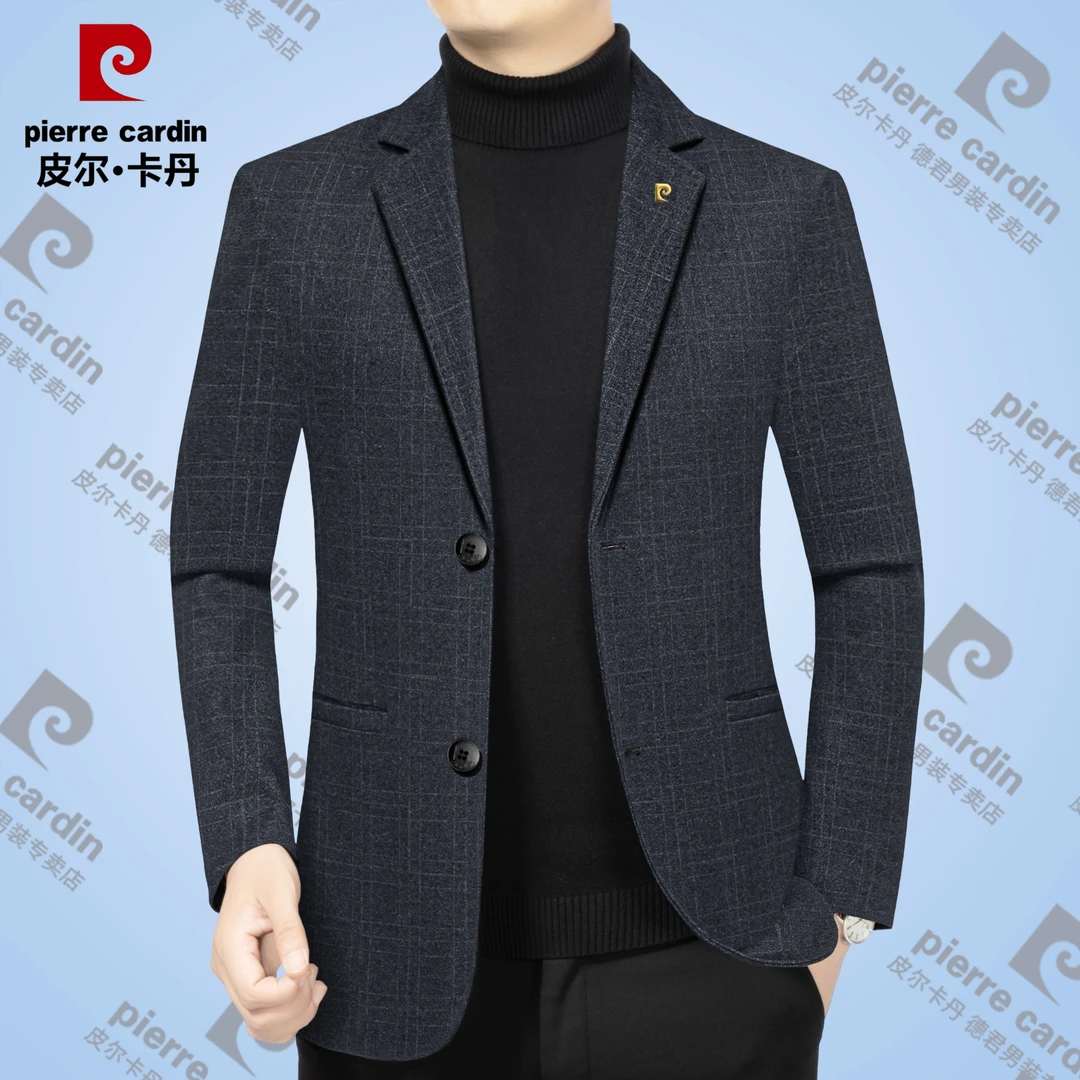 皮尔卡丹【高档休闲西服外套】春秋新款男士时尚百搭修身商务单上衣