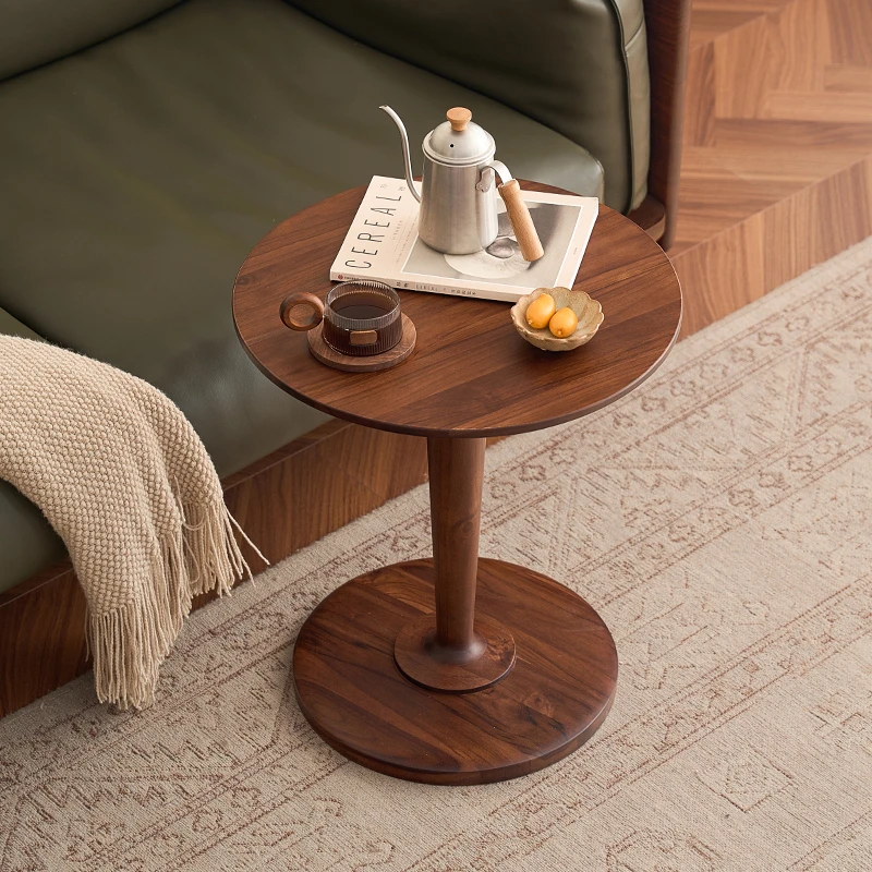 苏作集进口缅甸柚木圆几多功能沙发边几家用小户型客厅简约小圆几