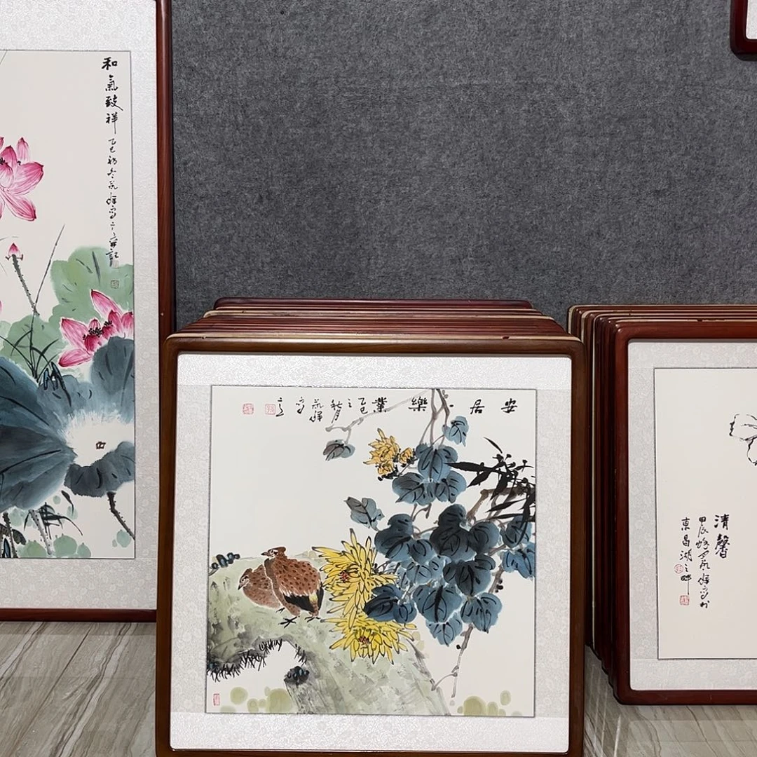 国画书画作品带框63×63