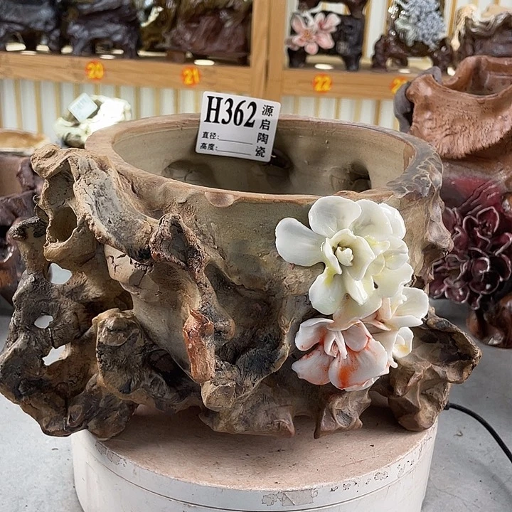 紫砂花盆景德镇陶瓷362