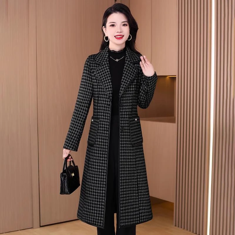 格子杭州意法风衣外套女2024新款秋冬爆高端贵夫人中长款夹棉大衣