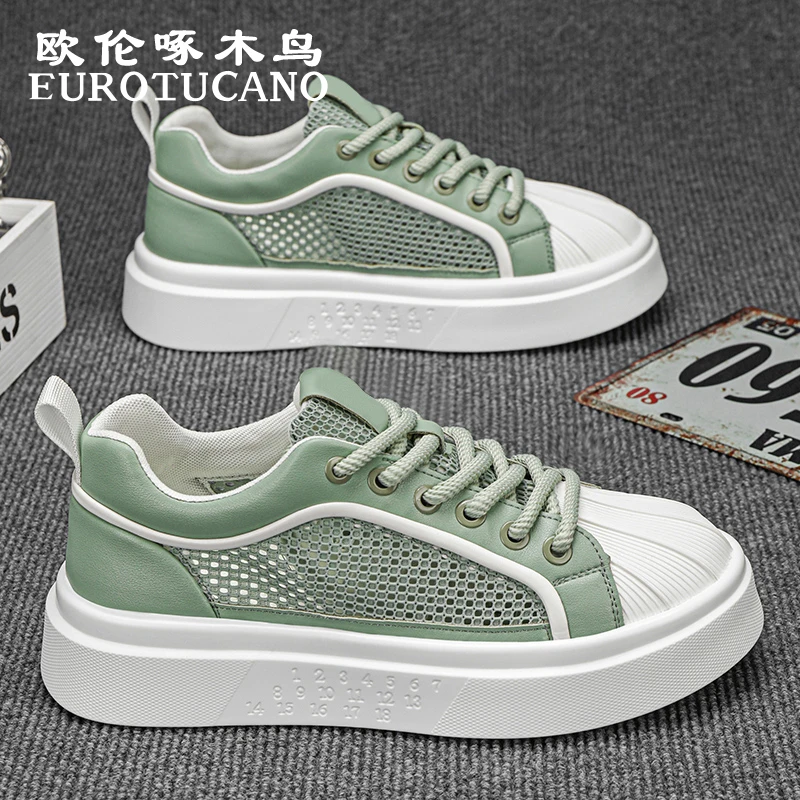 欧伦啄木鸟EUROTUCANO男鞋夏季透气百搭休闲网面鞋子男款运动板鞋