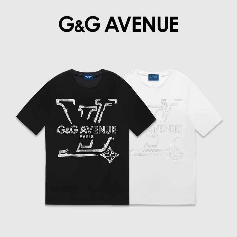 【大佬汤补贴】法国G&G AVENUE夏季烫钻短袖T恤男女同款-GT2511029