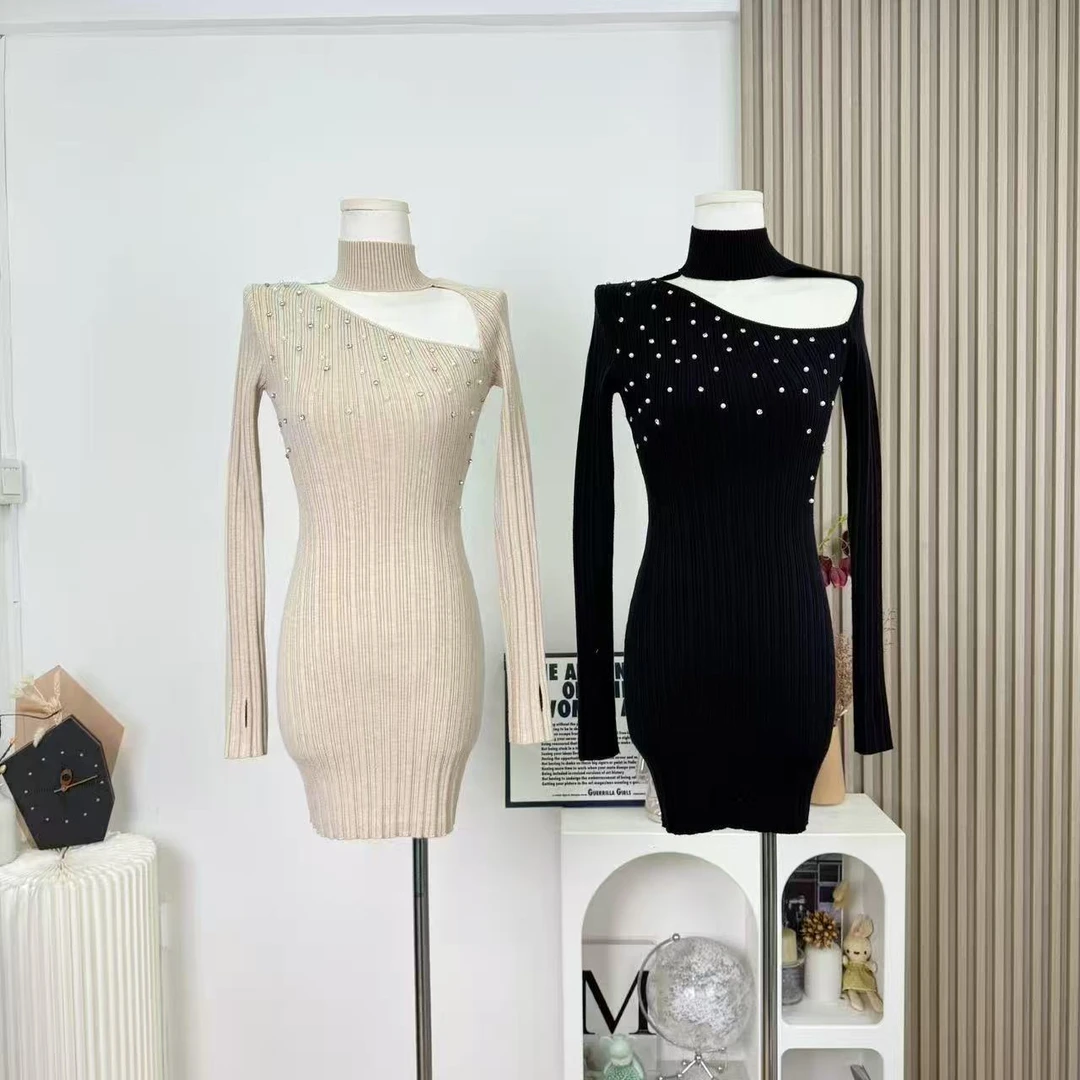 娇欲妲己手工钉钻 s型曲线针织衫连衣裙女