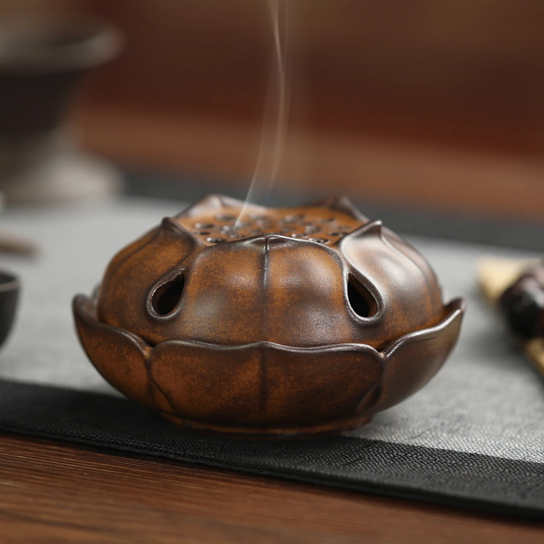 禅意复古家用香薰炉中式茶道客厅摆件陶瓷盘香炉檀香炉香道沉香炉