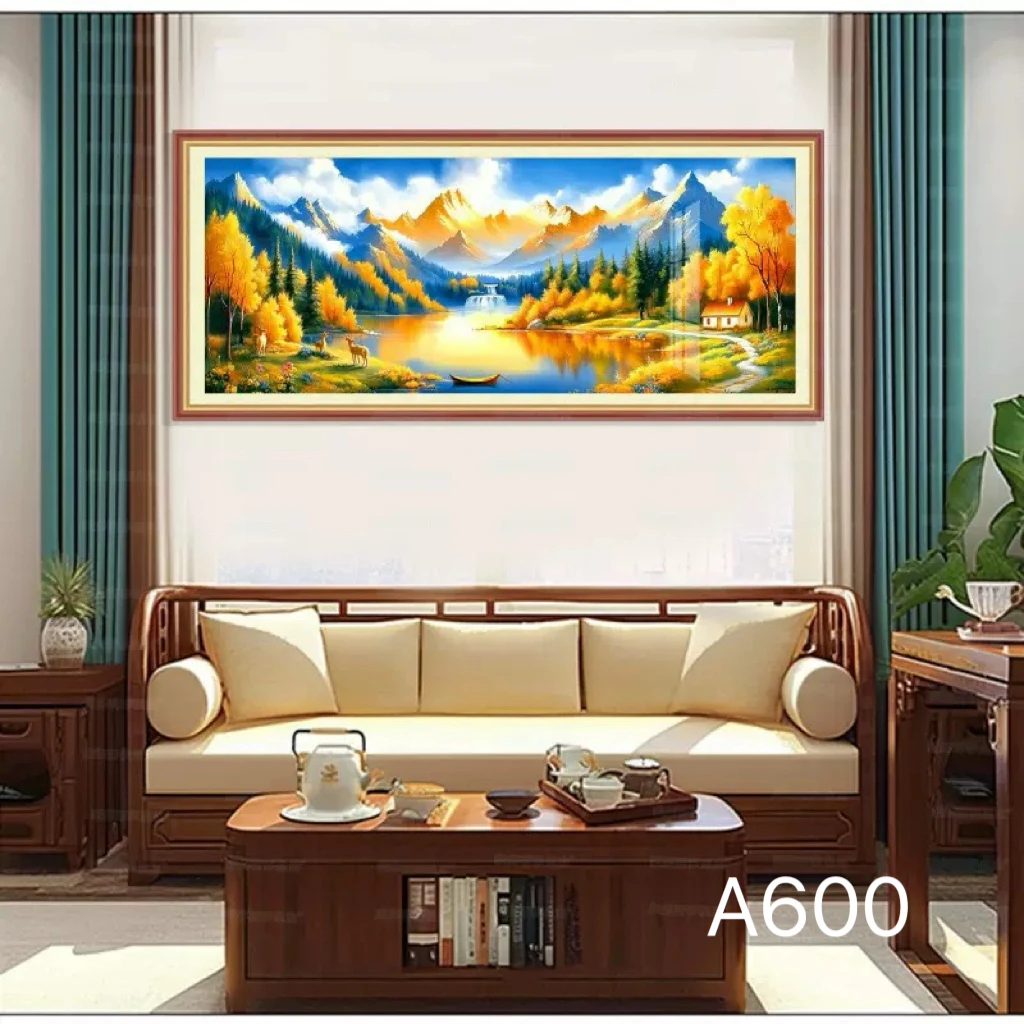 十字绣金山-聚宝盆大版客厅手工线绣大格220×90