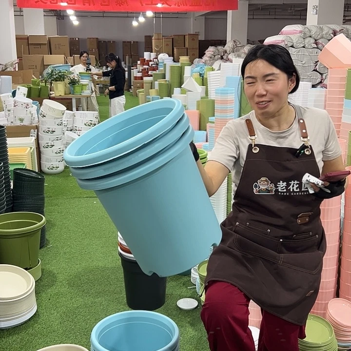 四季盆口33.5高33.5蓝色无托3只