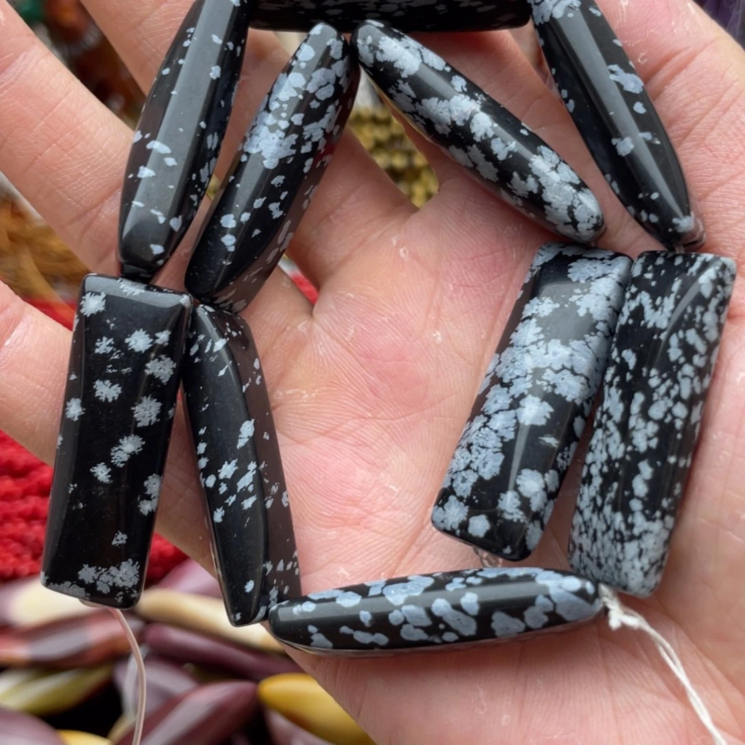 未镶嵌玛瑙/玉髓珠宝半成品雪花石1条卡13*38