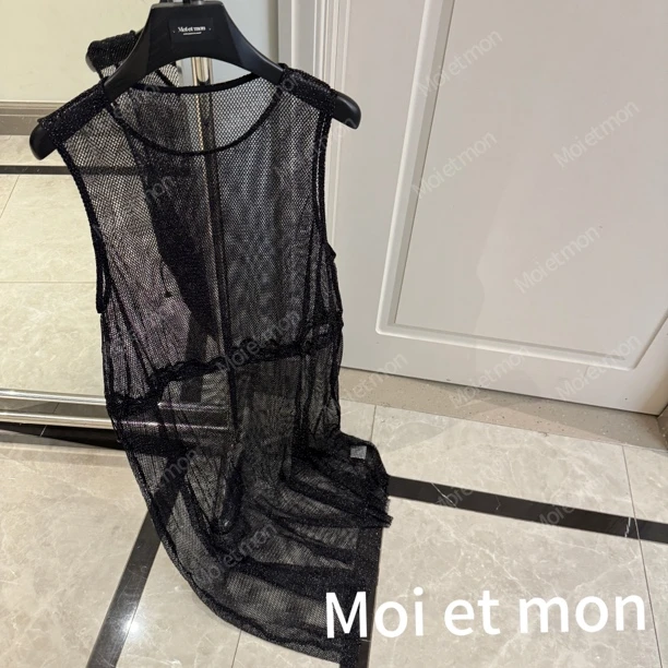 【Moi et mon】春季新款小众长款洋气网纱连体衣打底黑色透气打底